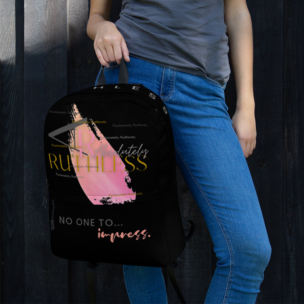 No one to impress : Black Backpack - Gold
