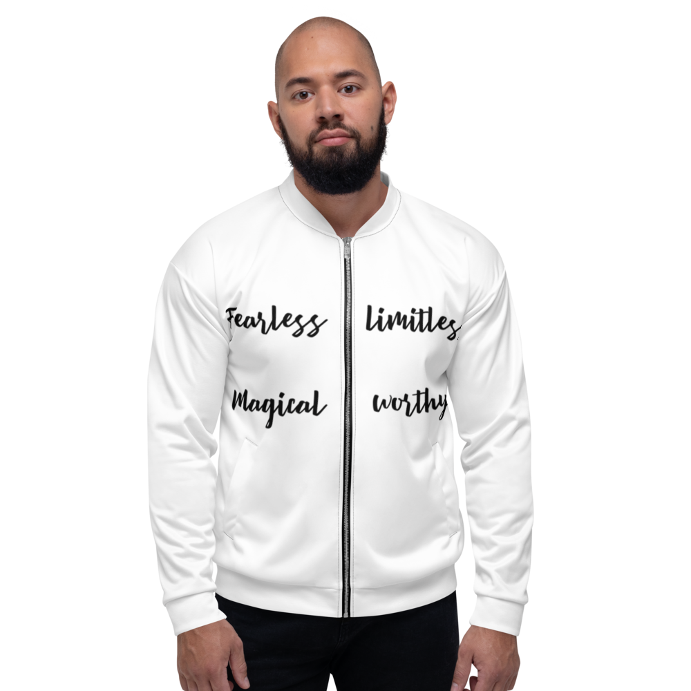 Fearless. Magical. Worthy. Limitless. Unisex Bomber Jacket