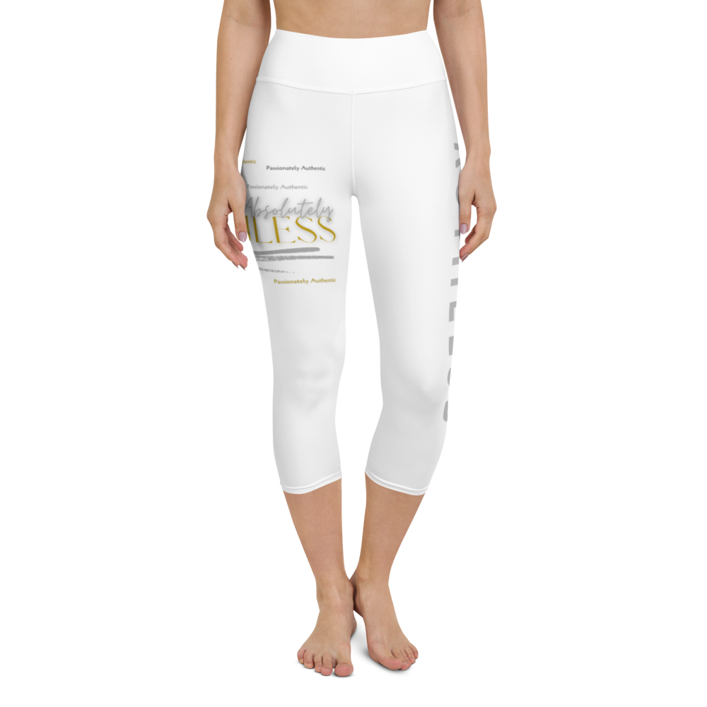 Grey-Gold-White : Yoga Capri Leggings