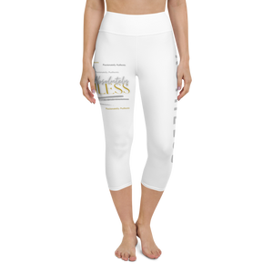 Grey-Gold-White : Yoga Capri Leggings