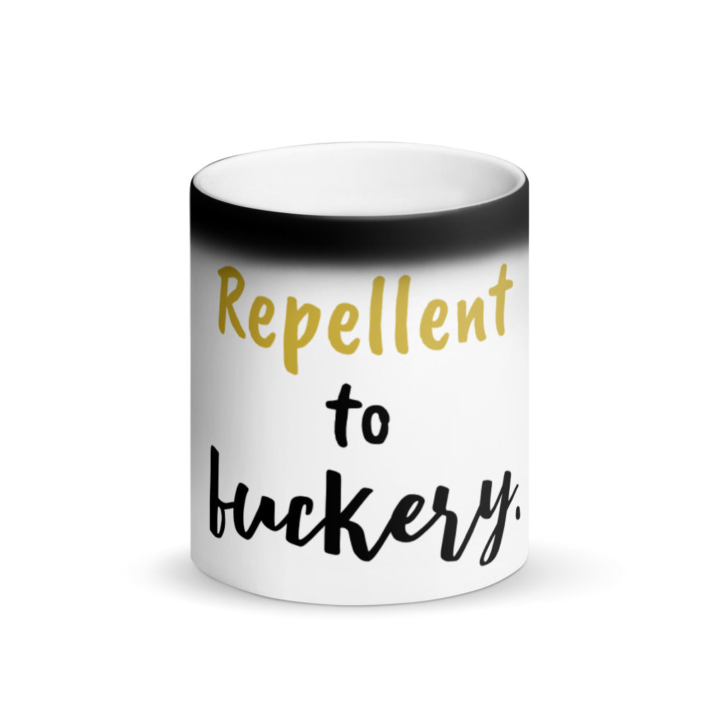 Repellent to F*ckery :Matte Black Magic Mug - Gold