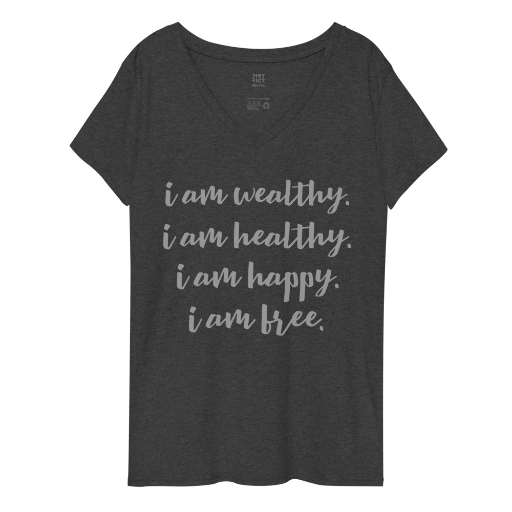 I am : Women’s recycled v-neck t-shirt