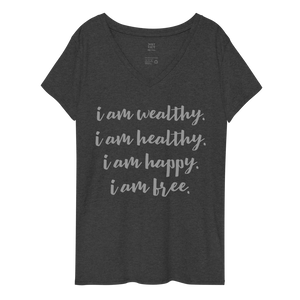I am : Women’s recycled v-neck t-shirt